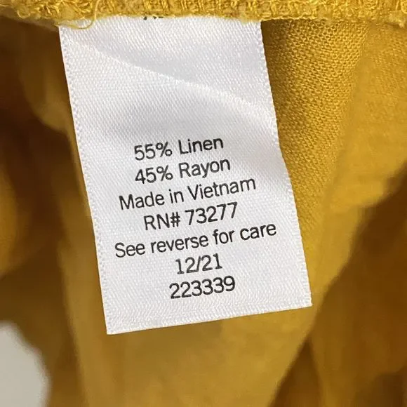 Croft & Barrow Dress Womens Size 2X Mustard Linen Blend Tiered Sleeveless Pocket - Picture 8 of 9